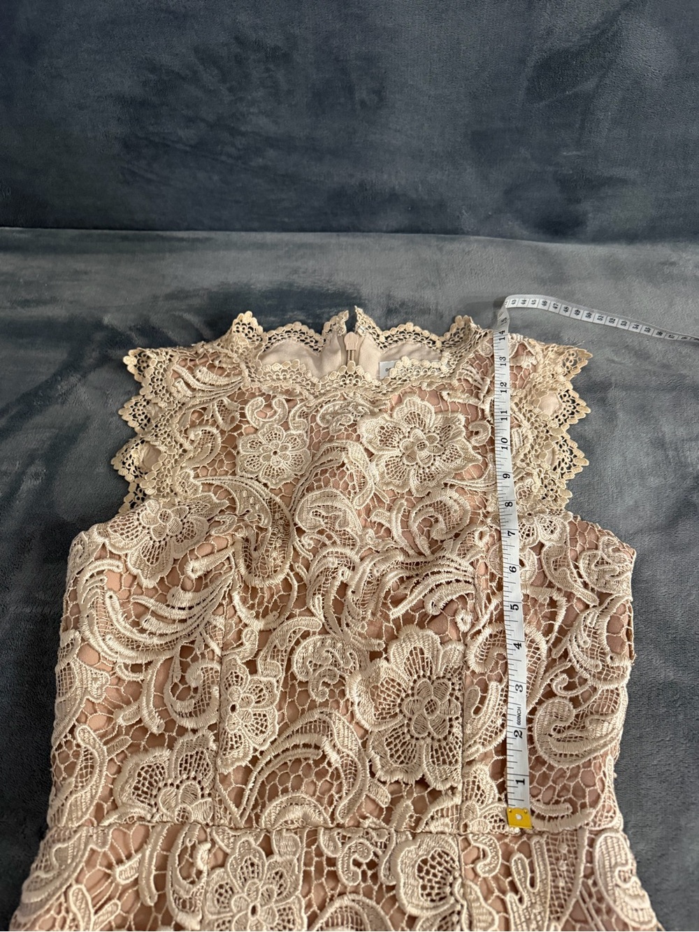 Dress the Population Beige Lace Midi Dress - Picture 12 of 16
